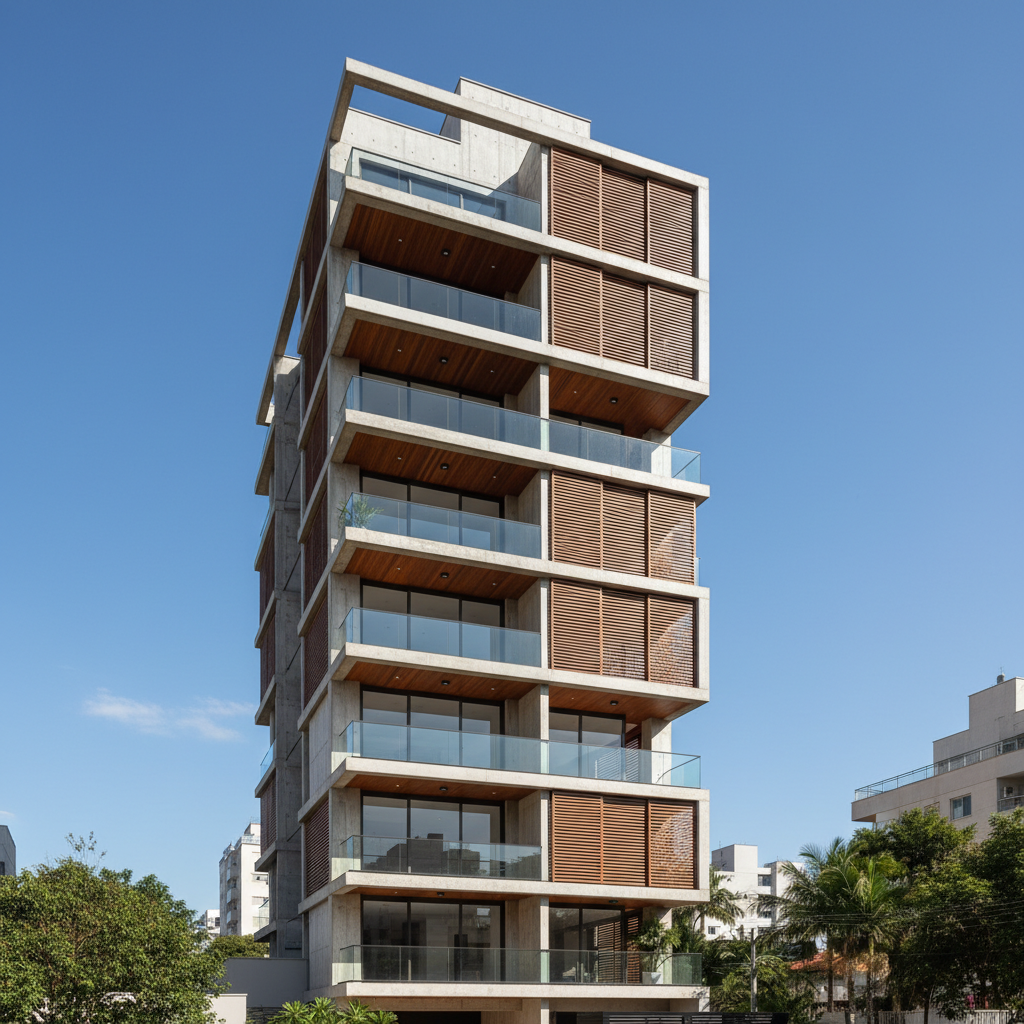 Prédio residencial de 8 pavimentos em concreto armado calculado conforme NBR 6118