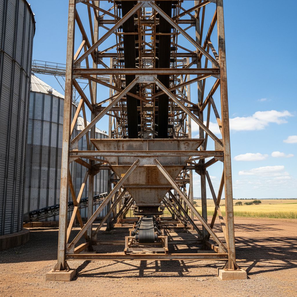 Estrutura metálica de moega e recepção de grãos em agroindústria